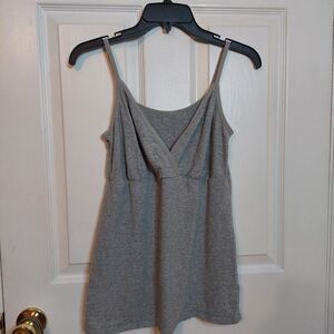 Grey Surplice V Neckline Tank Top Camisole Top Layering Basic Normcore Size S